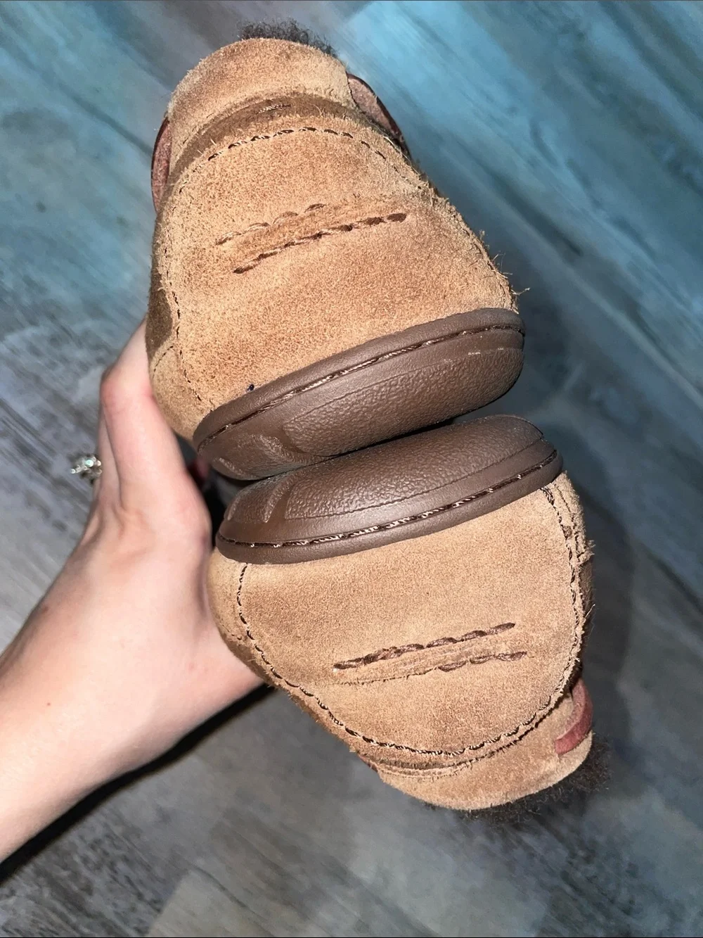 LL Bean Men's Brown Suede Shearling-Lined Slip-On Moccasins Size 13